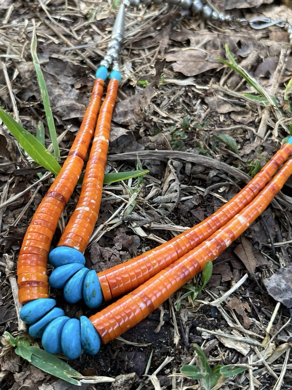 “Southwestern Boho” Artisan Turquoise/Spiny Oyster Shell Necklace
